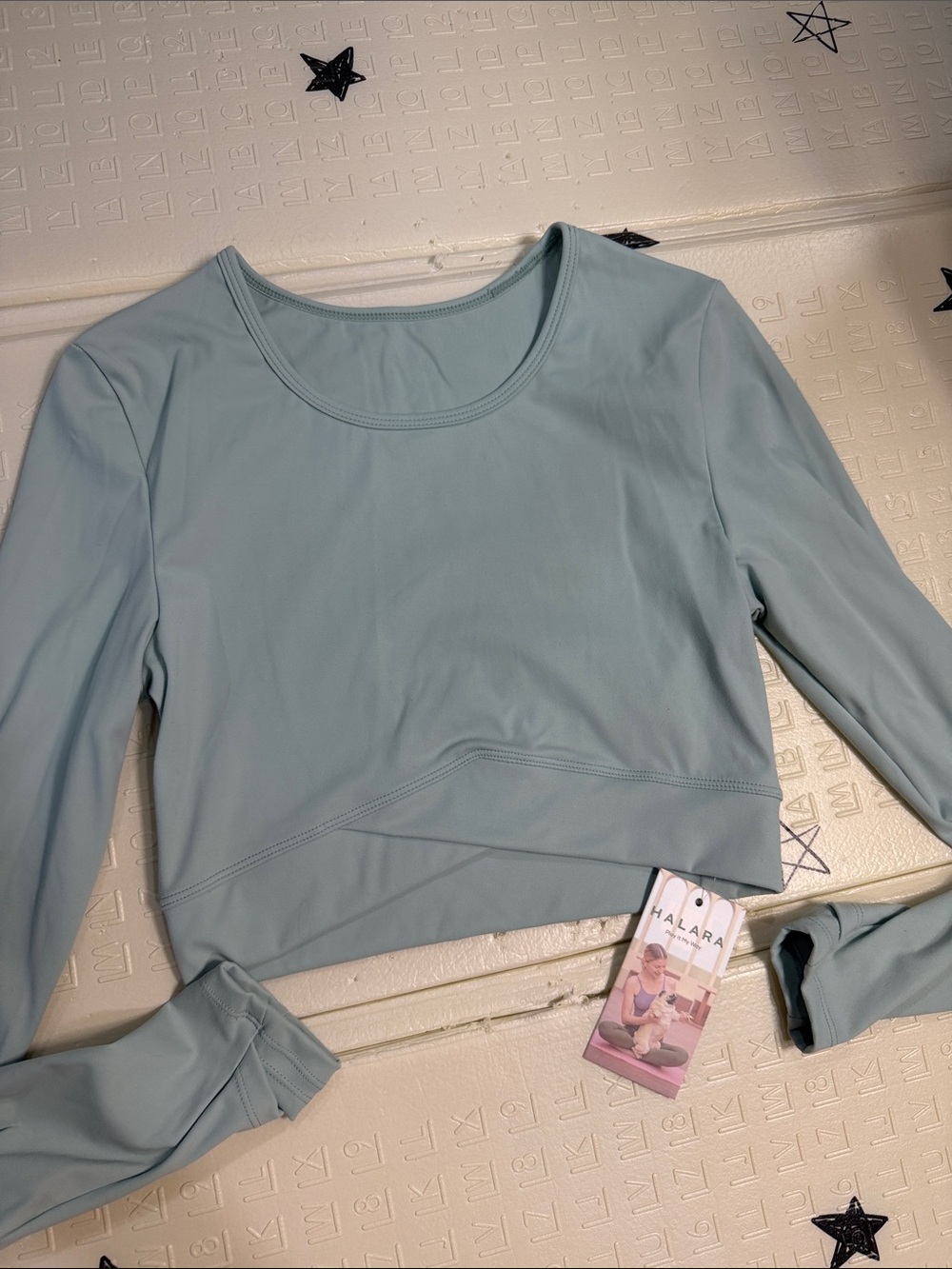 HALARA Pale Blue Long-Sleeve Crop Top - Picture 2 of 2